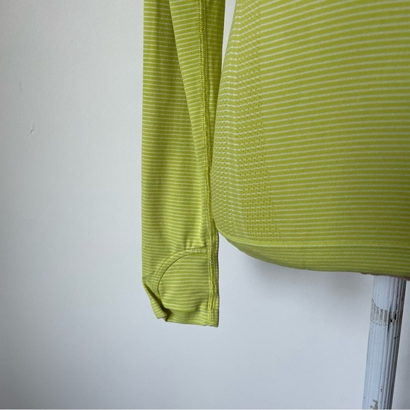 Athleta Momentum Seamless Citron Yellow Mini Stripe Long Sleeve Top 658514 EUC S - Picture 5 of 10